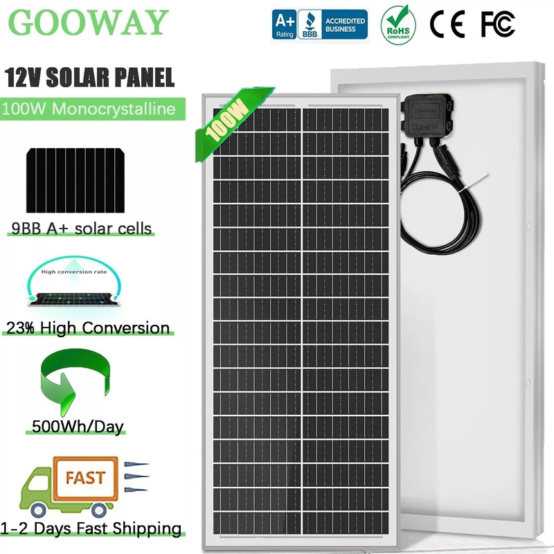 Panneau solaire 12v 100w Chargeur de batterie mono maison hors réseau RV Camper Caravane bateau