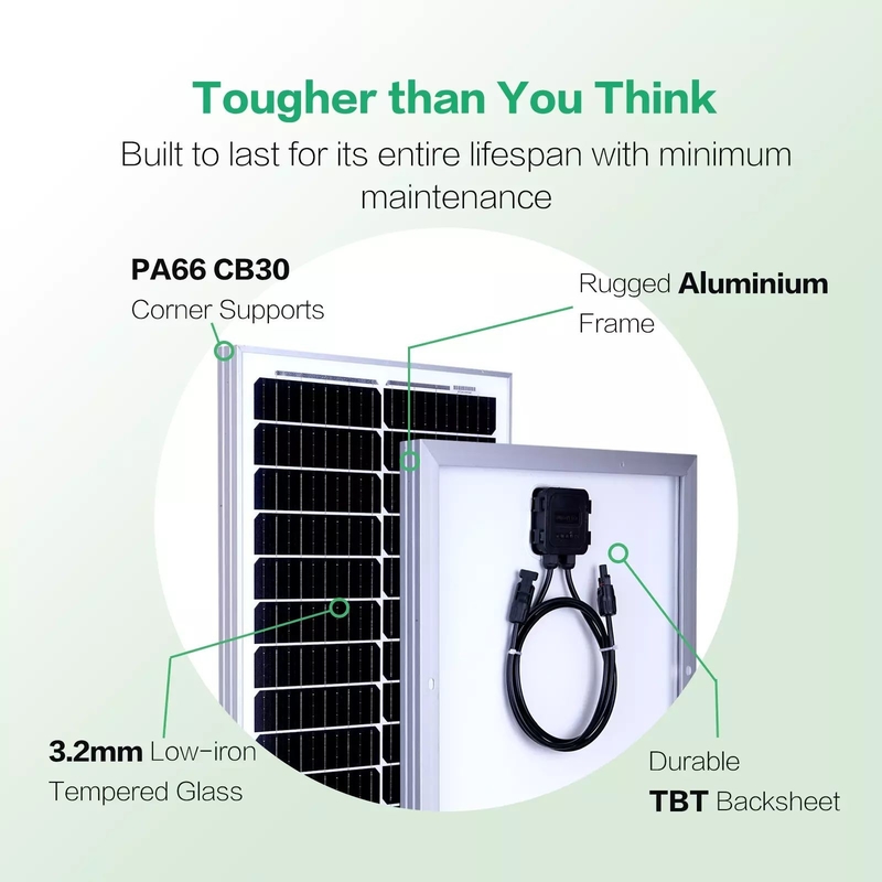 Panneau solaire 12v 100w Chargeur de batterie mono maison hors réseau RV Camper Caravane bateau