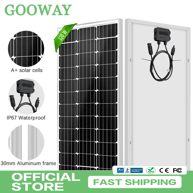 12v panneau solaire 120w mono hors réseau Pour RV Campervan Voiture Caravane Caravane
