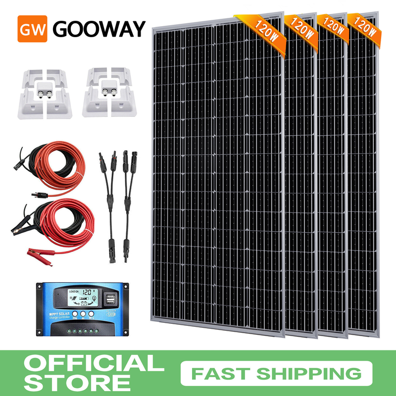 Kit de panneaux solaires de 120w 12v avec supports de montage Caravane RV Camper Van Shed
