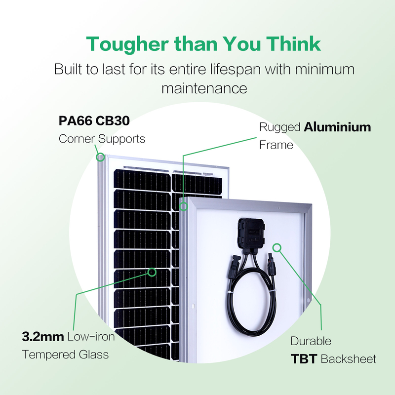 Panneau solaire de 200w 12v Mono hors réseau Pour le camping-car, le bateau, la caravane