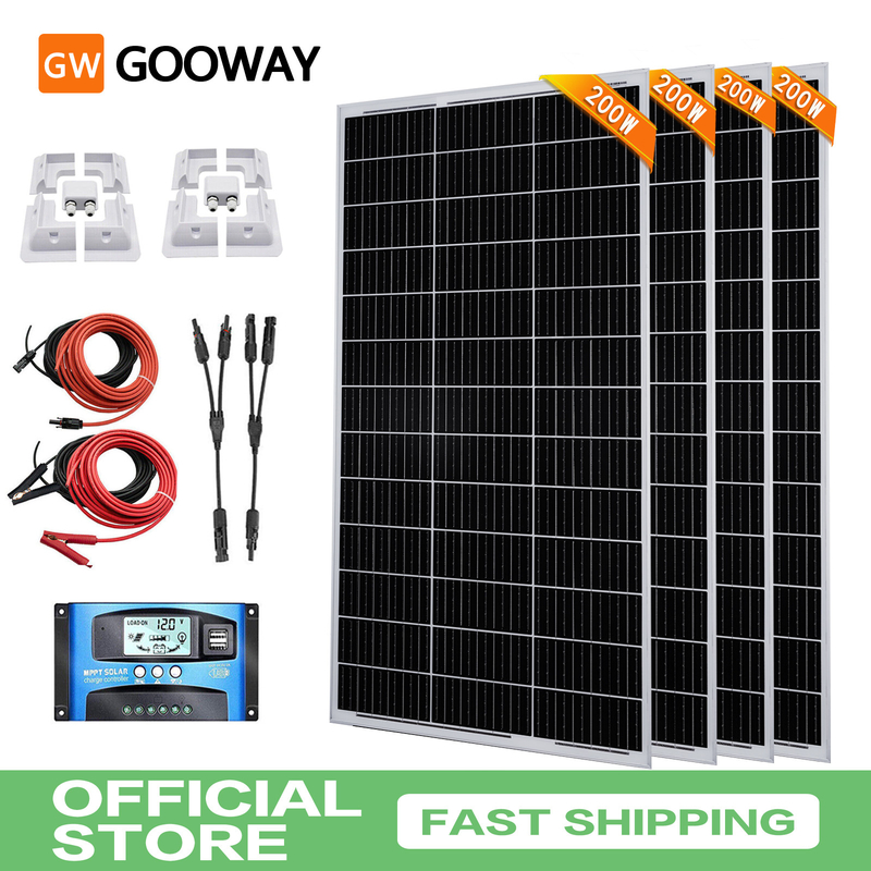 200w 400w 800w Kit de panneaux solaires 12v avec supports de montage RV Caravan Camper Van