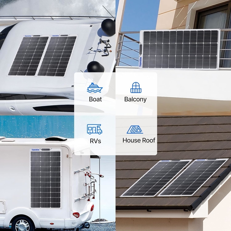 Panneau solaire flexible de 120 v 12 v mono batterie pour le RV bateau caravane marine caravane